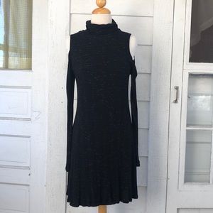 Black Speckled Cold Shoulder Dress